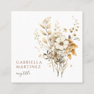 Boho Watercolor Floral  Square Business Card