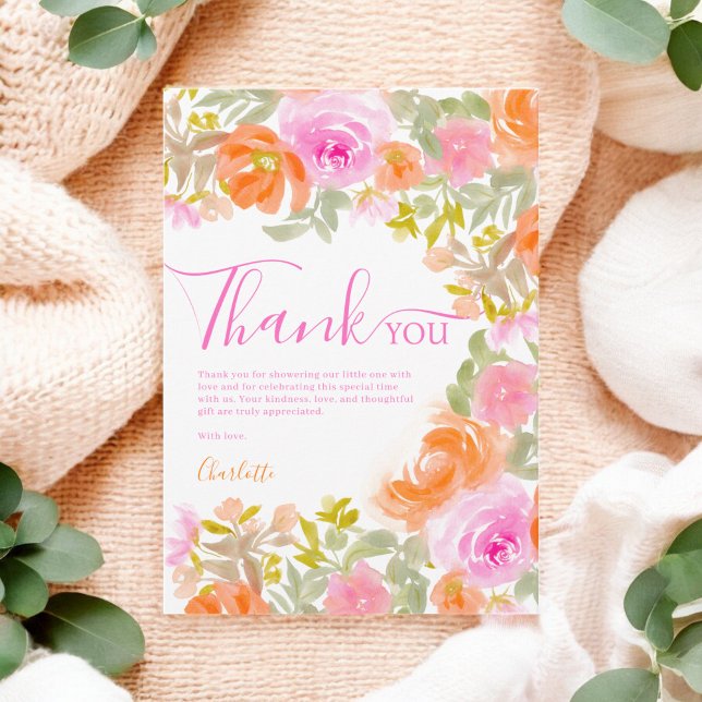 Boho Watercolor Floral Thank You Baby Shower (Boho Watercolor Floral Thank You Baby Shower)