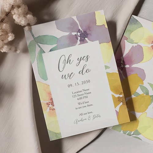 Boho Watercolor Floral Wedding Reception  Invitation
