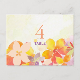 Boho Watercolor Floral Wedding Table Number Card