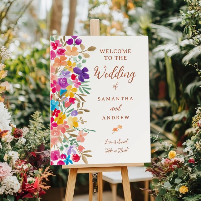 Boho Watercolor Floral Wedding Welcome Foam Board (Boho Watercolor Floral Wedding Welcome Foam Board)