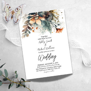 Boho Watercolor Floral Wildflower Wedding Invitation