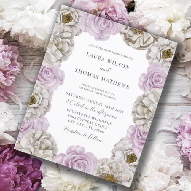 Boho Watercolor Florals Pink & White Wedding (Creator Uploaded)