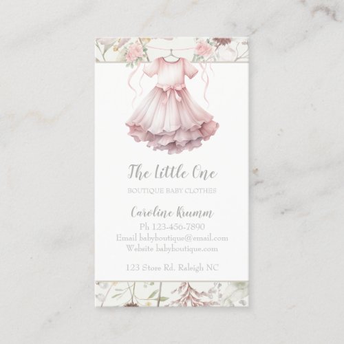 Boho Watercolor Flowers Baby Boutique Business Card