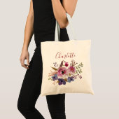 Boho watercolor flowers Bridesmaid Personalized Tote Bag (Front (Product))