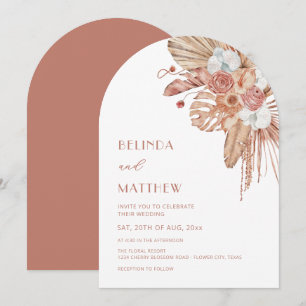 Boho Watercolor Flowers Casual Wedding Invitation