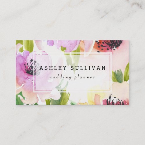 Boho Watercolor Flowers  Floral Business Card
