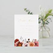 Boho Watercolor Flowers Garland Fall Bridal Shower Foil Invitation Postcard (Standing Front)