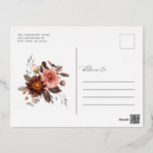 Boho Watercolor Flowers Garland Fall Bridal Shower Foil Invitation Postcard (Back)