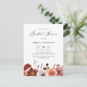 Boho Watercolor Flowers Garland Fall Bridal Shower Invitation Postcard (Standing Front)