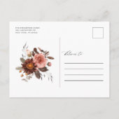 Boho Watercolor Flowers Garland Fall Bridal Shower Invitation Postcard (Back)