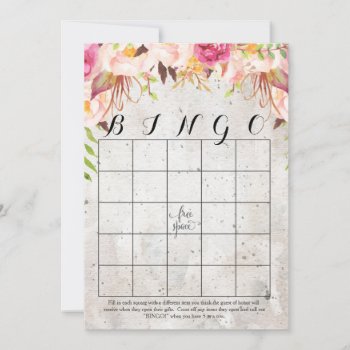 Boho Watercolor Flowers Shower Bingo Cards by MakinMemoriesonPaper at Zazzle