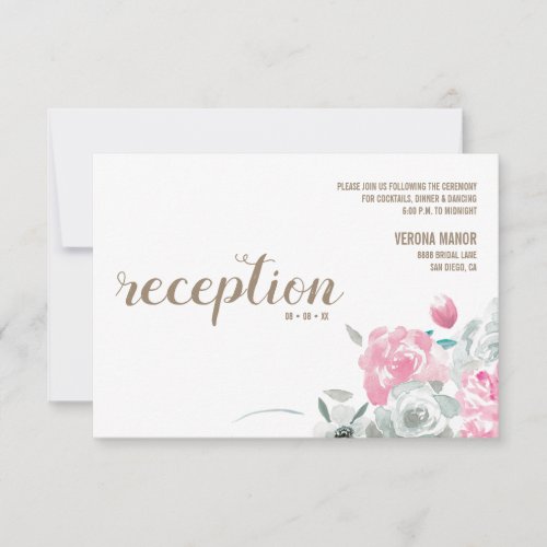 Boho watercolor flowers Wedding Reception RSVP Card