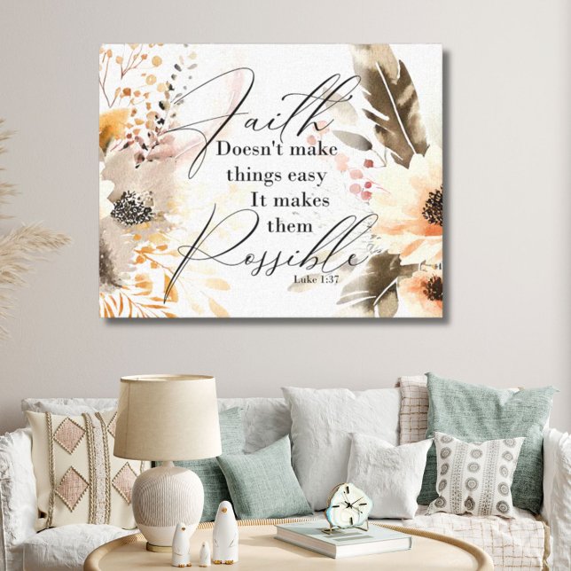 Boho Watercolor Foliage Inspirational Quote Canvas Print (Creator Uploaded)