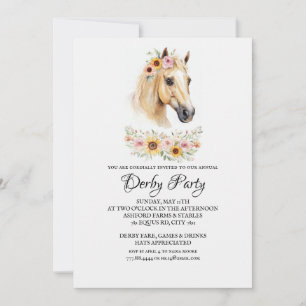 Boho Watercolor Horse Kentucky Derby Party Invitat Invitation