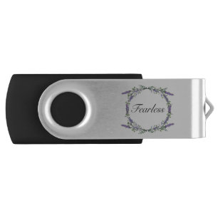 Boho watercolor Lavender Eucalyptus Fearless Flash Drive