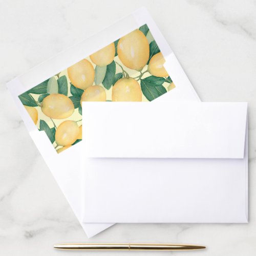 Boho Watercolor Lemon and Greenery Envelope Liner