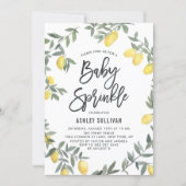 Boho Watercolor Lemon Wreath Baby Sprinkle Shower Invitation (Front)