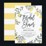 Boho Watercolor Lemon Wreath Bridal Shower Invitation<br><div class="desc">Invite family and friends to your bridal shower with this customizable boho invitation. It features watercolor lemons and greenery wreath with stripes background. This lemon invitation is perfect for summer bridal showers. Personalize this citrus invitation by adding the date, time, name, venue, address and other event details. You can personalize...</div>