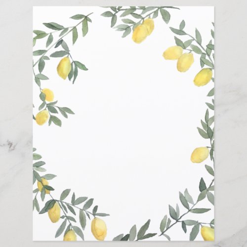 Boho Watercolor Lemon Wreath Personalized Card