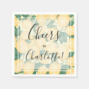 Boho Watercolor Lemons and Greenery Party Napkins