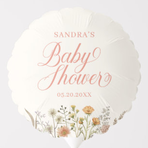 Boho Watercolor Little Wildflower Baby Shower Balloon