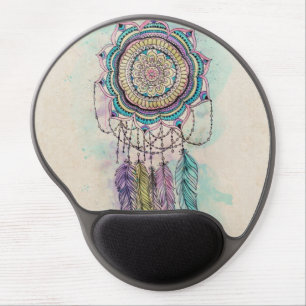Boho Watercolor Mandala Dreamcatcher Gel Mouse Pad