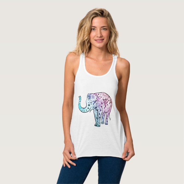 Boho Watercolor Mandala Elephant Tank (Front Full)