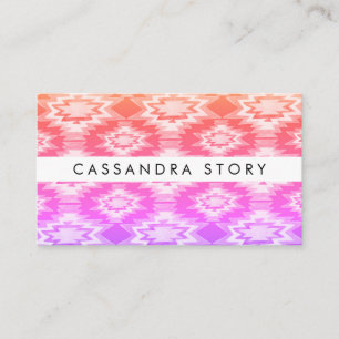 Boho Watercolor Modern Pattern Tie-Dye Pink Business Card