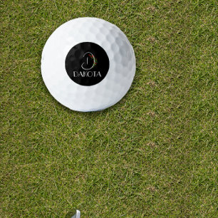 Boho watercolor monogram letter D black Golf Balls
