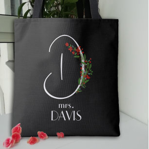 Boho watercolor monogram letter D Tote Bag