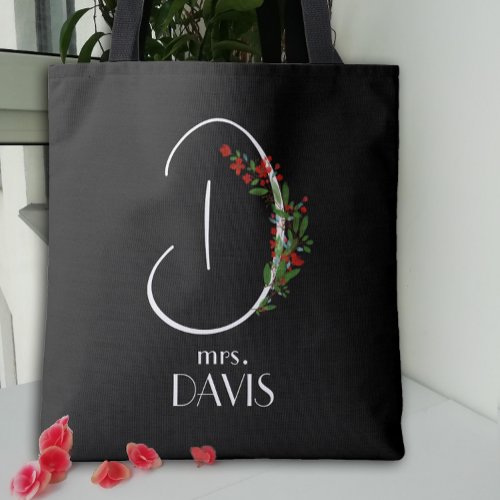 Boho watercolor monogram letter D  Tote Bag