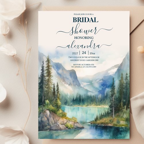 Boho Watercolor Mountain Bridal Shower Invitation