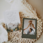 Boho Watercolor Mountain Wedding Invitation<br><div class="desc">This is a mountain wedding invitation featuring a beautiful watercolor fall mountain scene and an elegant font pairing. Edit all wording and all colors except for the color of the watercolor mountain scene. The color of the evergreen drop is not editable. // For matching items, please visit the "SAWYER" collection...</div>