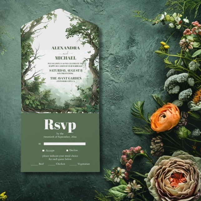 Boho Watercolor Mountain Wildflower Wedding All In One Invitation (Creator Uploaded)