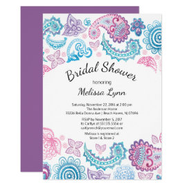 Boho Watercolor Paisley Pattern Bridal Shower Card
