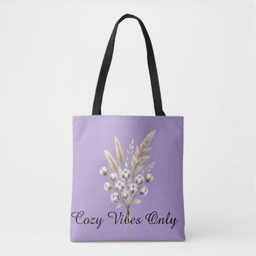 Boho Watercolor Pampas Grass and Cotton Flower Sof Tote Bag