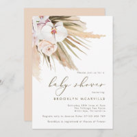 Boho Watercolor Pampas Grass Baby Shower Invitation