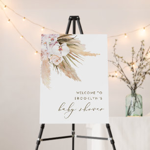 Boho Watercolor Pampas Grass Baby Shower Welcome F Foam Board