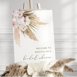 Boho Watercolor Pampas Grass Bridal Shower Welcome Foam Board