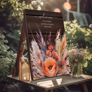 Boho Watercolor Pampas Grass Wedding Foam Board
