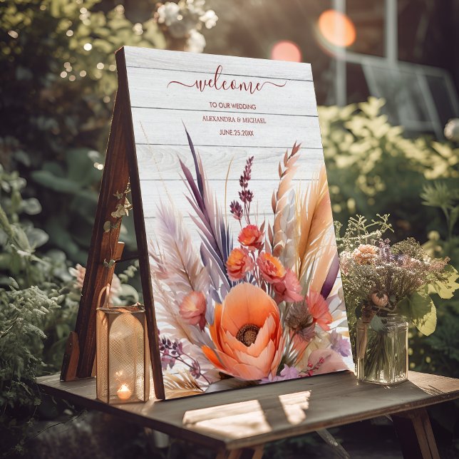 Boho Watercolor Pampas Grass Wedding Foam Board (Creator Uploaded)