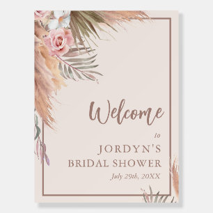 Boho Watercolor Pampas Grass Welcome Sign