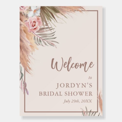  Boho Watercolor Pampas Grass Welcome Sign