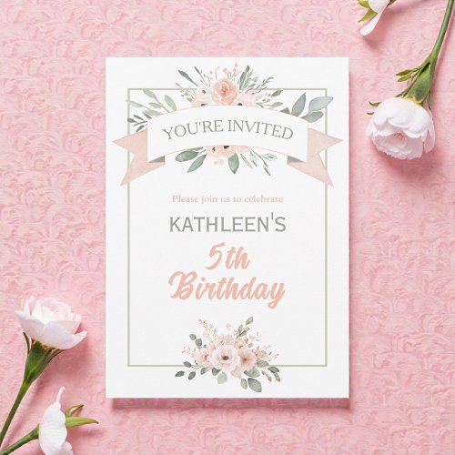 Boho Watercolor Peach & Teal Birthday 