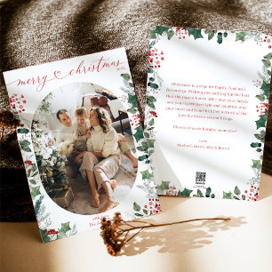 Boho Watercolor Photo Christmas Card 