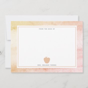 Boho Watercolor Pink Apple Teacher Note Card by thepinkschoolhouse at Zazzle