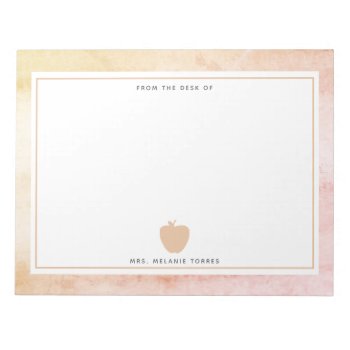 Boho Watercolor Pink Apple Teacher Notepad by thepinkschoolhouse at Zazzle