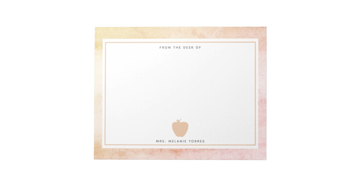 Boho Watercolor Pink Apple Teacher Notepad Zazzle Com