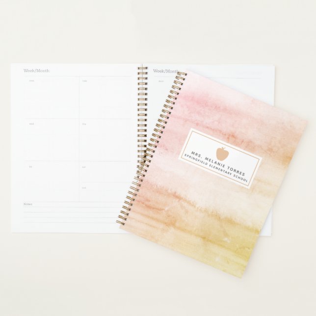 Boho Watercolor Pink Apple Teacher Planner (Display)